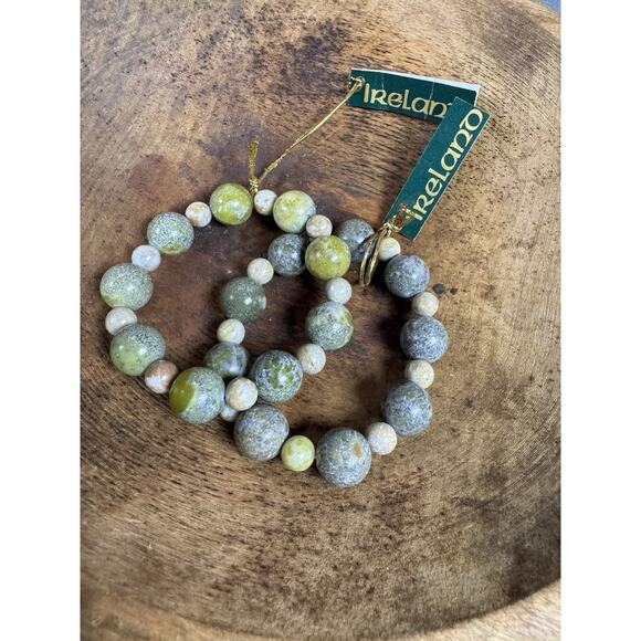 Set of Connemara Marble Beaded Stretch Bracelets Irish Stone Made In Ireland - Picture 2 of 6